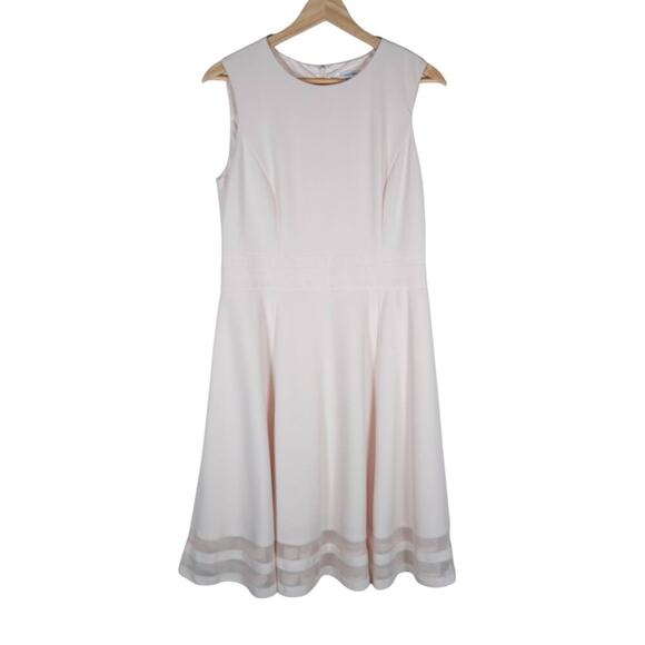Calvin Klein Womens Sleeveless Flare Dress Pink 10 Classic Cocktail Party Chic - Picture 1 of 16